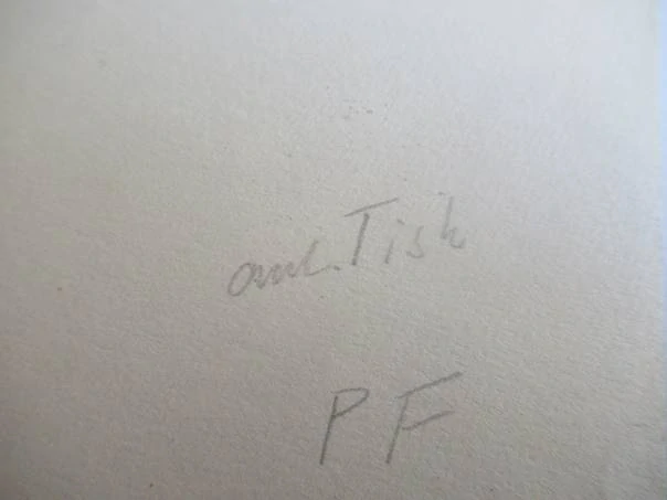 Původní sběratelská novoročenka FAMILIE HELMBOLDT PF 74 – autor GODE (Nizozemsko), motiv muže a ženy u stromu, původní autorský tisk (22 × 15,5 cm)
