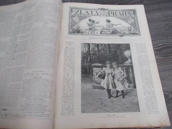 Kniha Zlatá Praha (Ročník X., 1893) – celoroční svázaný soubor časopisů, původní pevná vazba, velký rozměr 38,5 × 29 cm