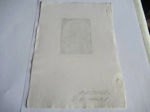 Volná grafika se surrealistickým motivem ulity ammonita a krystalů křemene, autor Marie Michaela Šechtlová, originální autorský tisk, rozměr 21 × 14,5 cm