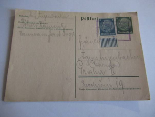 Deutsches Reich – poštovní celina 6 Pf Hindenburg s dotištěnou známkou 4 Pf, odesláno do Prahy I, cca 1935