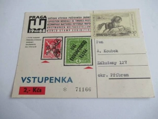 Praha - Vstupenka - Světová výstava poštovních známek - 1968