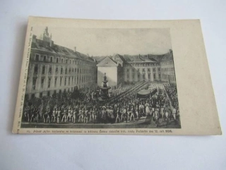 Praha - Nádvoří hradu - Průvod Jejího Veličensktva ke korunovaci za královnu Českou 1836