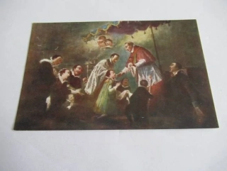 Sv. Karel Borr, podáva sv. Aloisovi první sv. přijímání
