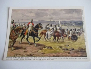 Jos. Mathauser - Čechové překračují řeku Addu r. 1158