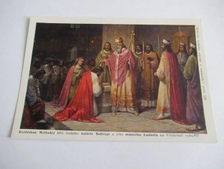 Arcibiskup Methoděj křtí českého knížete Bořivoje a jeho manželku Ludmilu r. 877