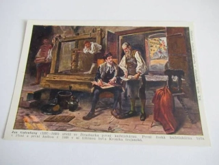 Jan Gutenberg zřídil první knihtiskárnu r. 1468