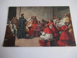 Mistr Jan Hus se obhajuje v Bosácké kapli