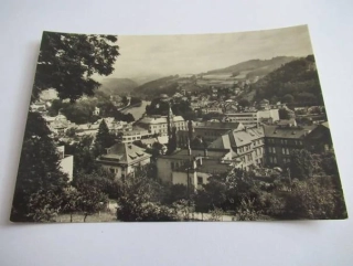 Železný Brod - celkový pohled, Střed města, hotel Cristal, Sklářská škola