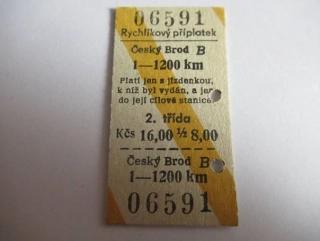 Český Brod B - 1-1200 km - 2. třída - Rychlíkový příplatek