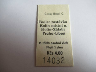 Český Brod C - Bošice zastávka - Kolím místní n. - Kolín-Zálabí - Praha-Libeň