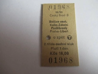 Český Brod B - Bošice zast. - Kolín-Zálabí - Poděbrady - Praha-Libeň a zpět