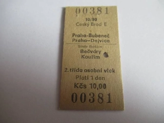 Český Brod E - Praha-Bubeneč - Praha-Dejvice - směr Bošice: Bečváry - Kouřim