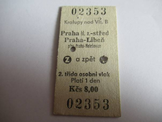 Kralupy nad Vltavou B - Praha hl. n.-střed - Praha-Libeň - přes Praha-Holešovice a zpět