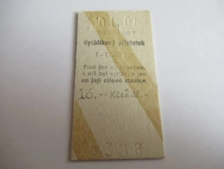 Poděbrady - Rychlíkový příplatek - 1-1200 km