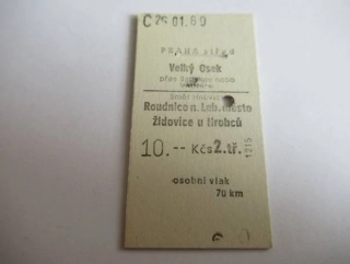 Praha střed - Velký Osek - přes Sadskou - směr Hněvice - Roudnice nad Labem město - Židovice u Hrobců