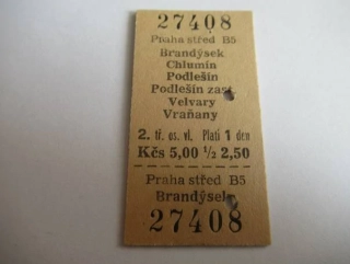 Praha střed B5 - Brandýsek - Chlumín - Podlešín - Podlešín zastávka - Velvary - Vraňany
