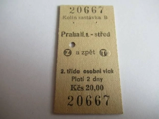 Kolín zastávka B - Praha hl. n. - střed a zpět