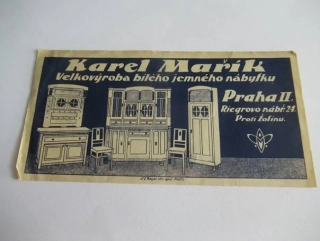 Luxusní litografická účtenka Karel Mařík Praha – Bílá kuchyně (tisk J. L. Bayer)
