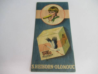 Dobová reklamní účtenka TIVOLI DÉLICATESSE MARGARIN – S. Heikorn, Olomouc (První republika)
