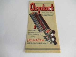 Hradec Králové - J. Pilnáček - Oxydont: činí zuby jak perle bílé a chrání je před zkázou - Prvotřídní výrobek naší české továrny