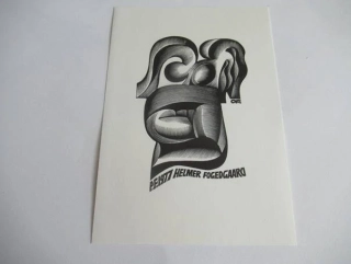 Originální Exlibris P.E. 1977 Helmer Fogedgaard – Anatolij Kalašnikov – 15x10,5 cm
