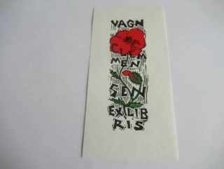 Originální exlibris 14 x 7 cm – Vagn Clemmensen (1972) – Tibor Moskal