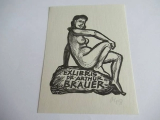 Originální signované exlibris 11,5 x 9 cm – Dr. Arthur Brauer – Herbert Ott