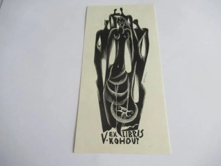 Originální signované exlibris 17 x 8 cm – V. Kohout (60. léta) – Anna Grmelová