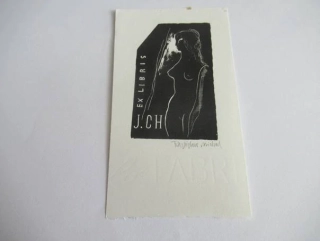Originální signované exlibris 11,5 x 6 cm – J. Ch. – Rastislav Michal - suchá pečeť Fabriano