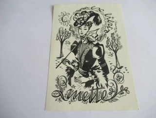 Originální velký exlibris 15 x 10,5 cm – Smette (1954) – F. Zenner