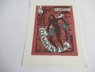 Originální dvoubarevný exlibris 12,5 x 9,5 cm – Vagn Clemmensen (1972) – Bronisław Józef Tomecki