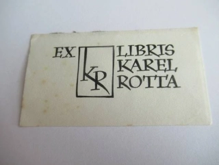 Originální exlibris 7 x 4 cm – Karel Rotta (1946) – Oldřich Menhart