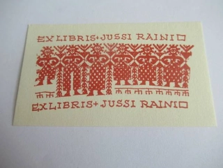 Originální finský exlibris 10,5 x 6 cm – Jussi Raini – Helmiriitta Honkanen