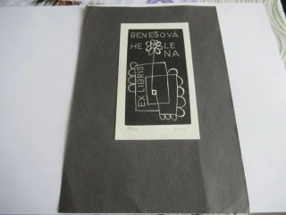 Exlibris Helena Benešová | Jiří Závodský, signovaný a číslovaný linoryt, list 20,5x14,5 cm