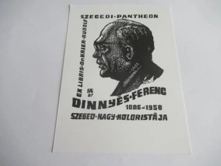 Portrétní exlibris Féry Antal, 14,5 × 10,5 cm – Ferenc Dinnyés / Szegedi Pantheon (1987)