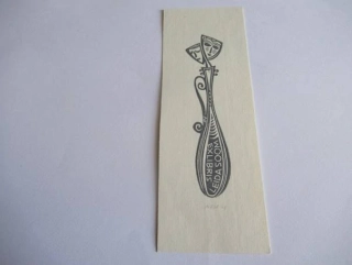 Signované exlibris Leida Soom, 14,5 × 5 cm – Silvi Väljal (Estonsko)