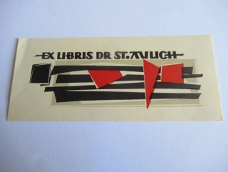Abstraktní geometrické exlibris Dr. St. Tulich, 11,5 × 11 cm – Ryszard Krzywka (1969)