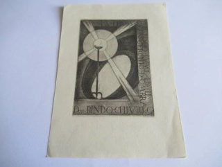 Originální secesní exlibris Bindo Chiurlo, 15 × 10,5 cm – Alessandro de Pian (1922)