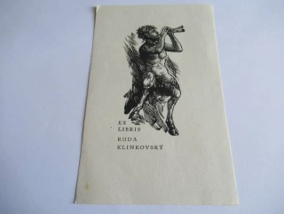 Nesignované exlibris Ruda Klinkovský, 15 × 9,5 cm – Bohdan Lacina