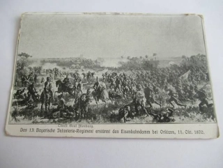 Vojáci - 13.bavorský pěší plik útočí na železniční násep poblíž Orléans 11. října 1870