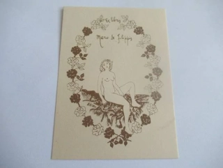 Erotické exlibris Mario de Filippis – Akt v růžích | J. Rasdolsky, 1979, rozměr 11x8 cm