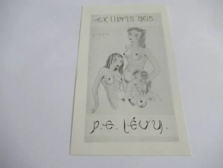 Erotické exlibris P.E. Lévy – Tři Grácie | Alberto Coppa, signováno na rubu, 12,5x7,5 cm