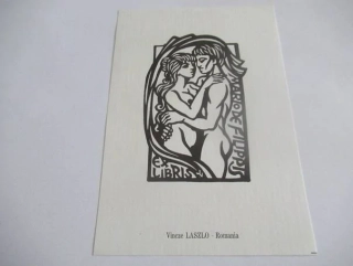 Erotické exlibris Mario de Filippis – Milenci | Vincze László, originální secesní grafika, 15,5x11 cm