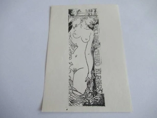 Originální Hlubotisk Exlibris Evald Okas 1976 – Theo Elbers (14 x 9,5 cm)