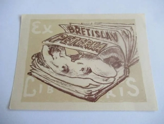 Originální Litografie Exlibris Břetislav Peterka – Oldřich Karel (12,5 x 9 cm)