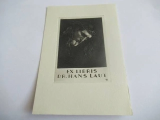 Originální Mědirytina Exlibris Dr. Hans Laut – Motiv Ecce Homo Trnová koruna Kristova – Milo Bernas (13,5 x 9,5 cm)