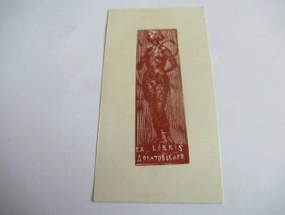 Exlibris Dolatovského – Aleksander J. Poljakov, 1963 – X2 barevný dřevoryt, 10 × 5 cm