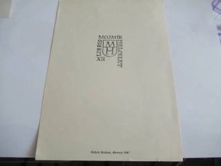 Exlibris Mojmír Helcelet, 1947, Oldřich Menhart – X2 původní dřevoryt, velký formát, 21 × 14,5 cm