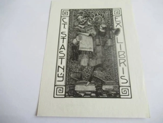 Exlibris Ct. Šťastný – Jano Köhler, 1932–1935 – Autorsky signovaná autotypie, 15 × 11 cm