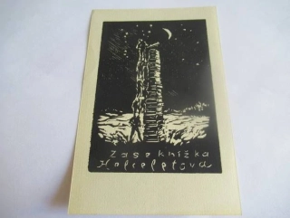 Exlibris pro H. Preleuthovou – Karel Tondl (13x8,5 cm) – X2 (Dřevoryt)